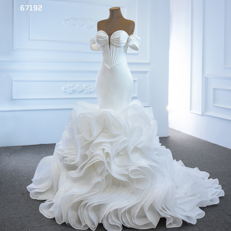 Off shoulder wedding dress white mermaid wedding gown for bridal dress 2021 with train robe Mariee sweetheart lace up back